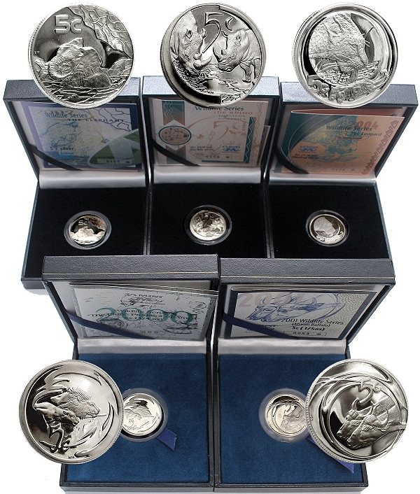 2000 to 2004 South African Silver Wildlife Series Lion Buffalo